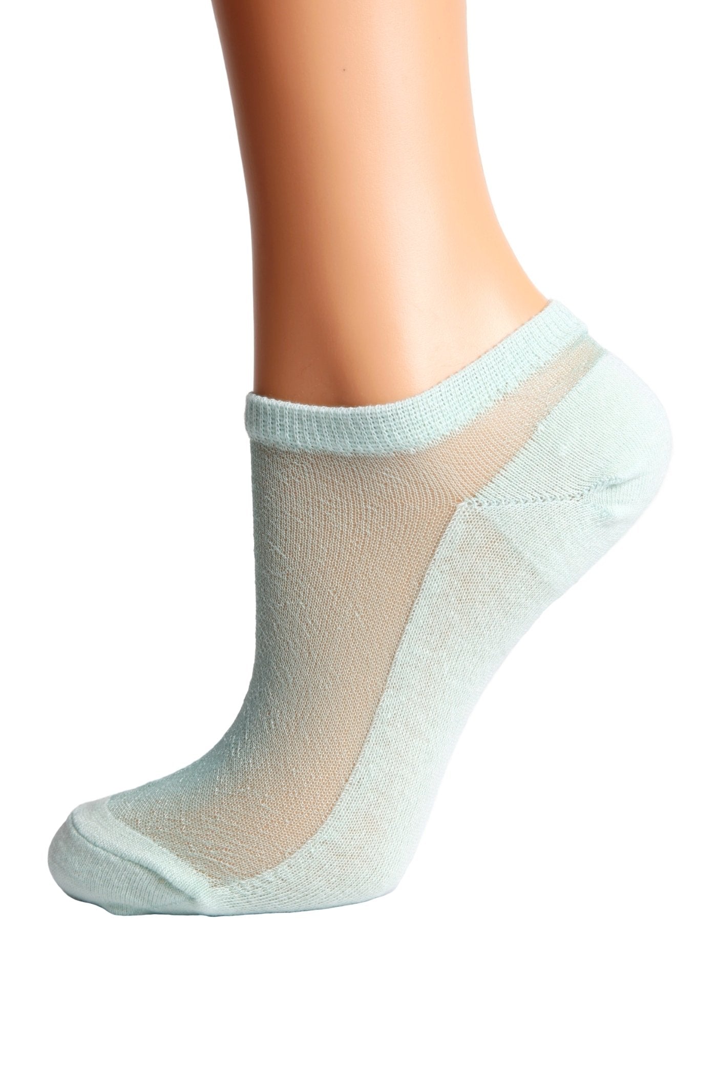 LUCINA mint green glittery socks for women