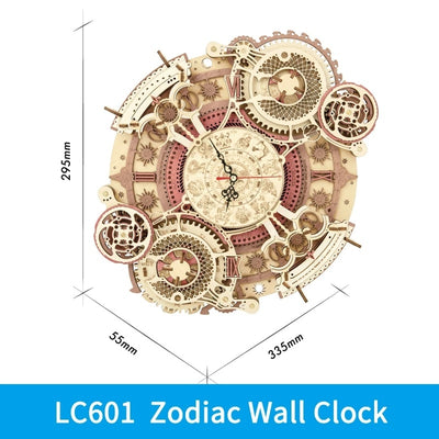 Robotime ROKR Zodiac Wall Clock 3D Wooden Puzzle Model Assembly Toys Gifts for Children Kids Teens LC601 Support Dropshipping