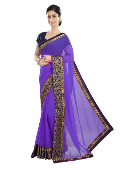 Generic Women's Chiffon Saree (Purple, 5-6 Mtrs)