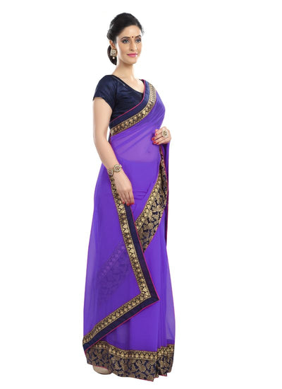 Generic Women's Chiffon Saree (Purple, 5-6 Mtrs)