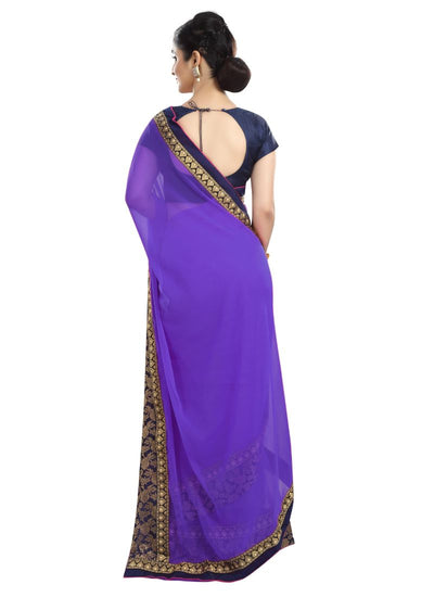 Generic Women's Chiffon Saree (Purple, 5-6 Mtrs)