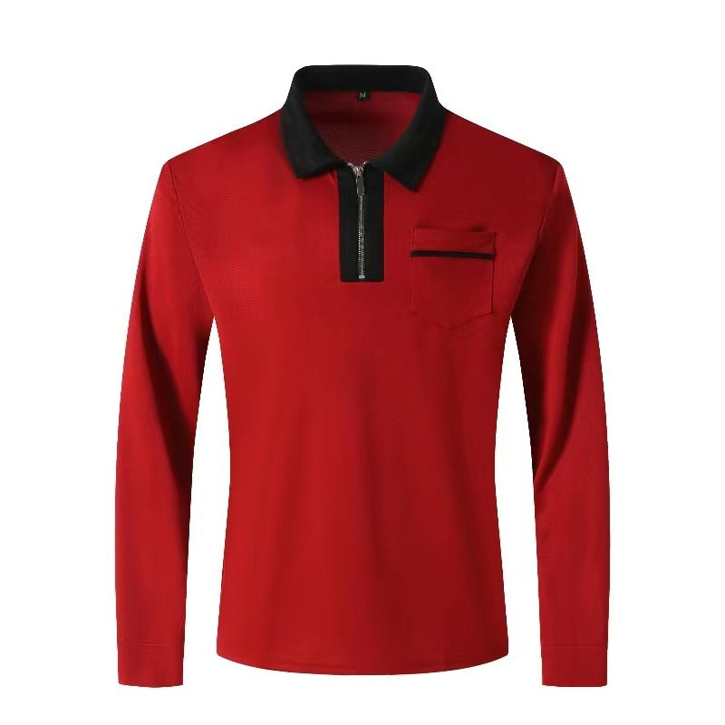 2024 Autumn Mens Long Sleeve Zipper Polo Shirts