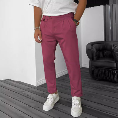 Men's Solid Color Casual Tappered Business Pants