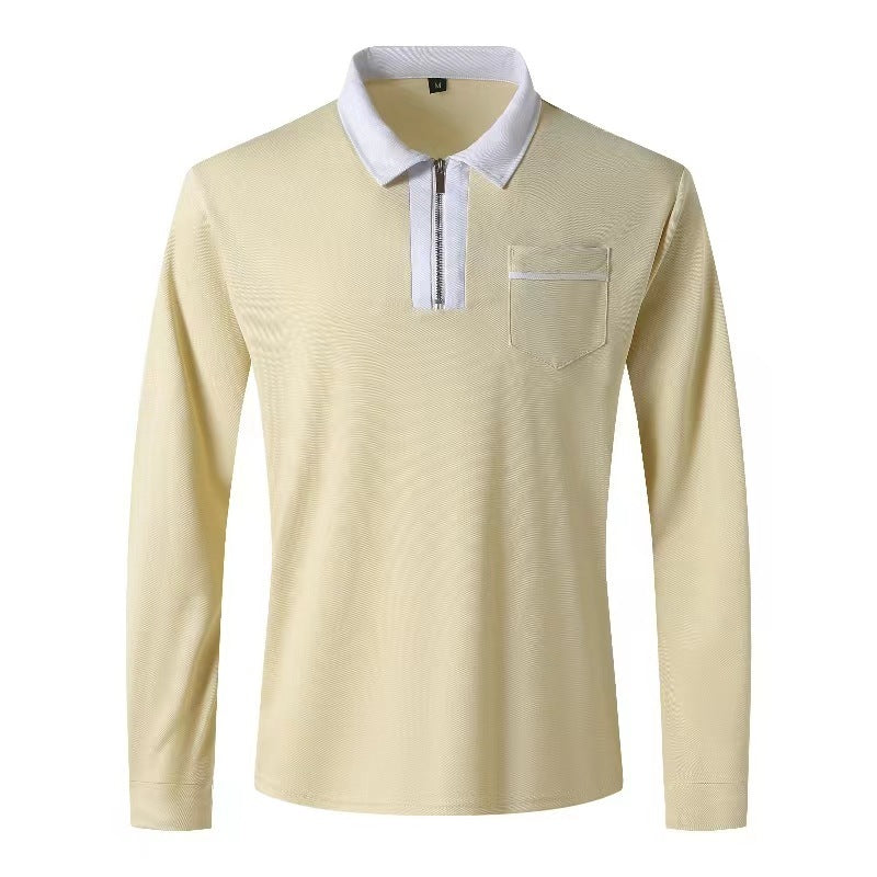 2024 Autumn Mens Long Sleeve Zipper Polo Shirts