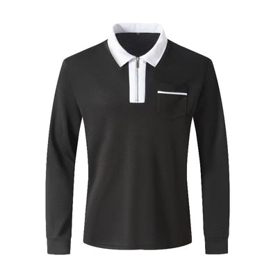 2024 Autumn Mens Long Sleeve Zipper Polo Shirts