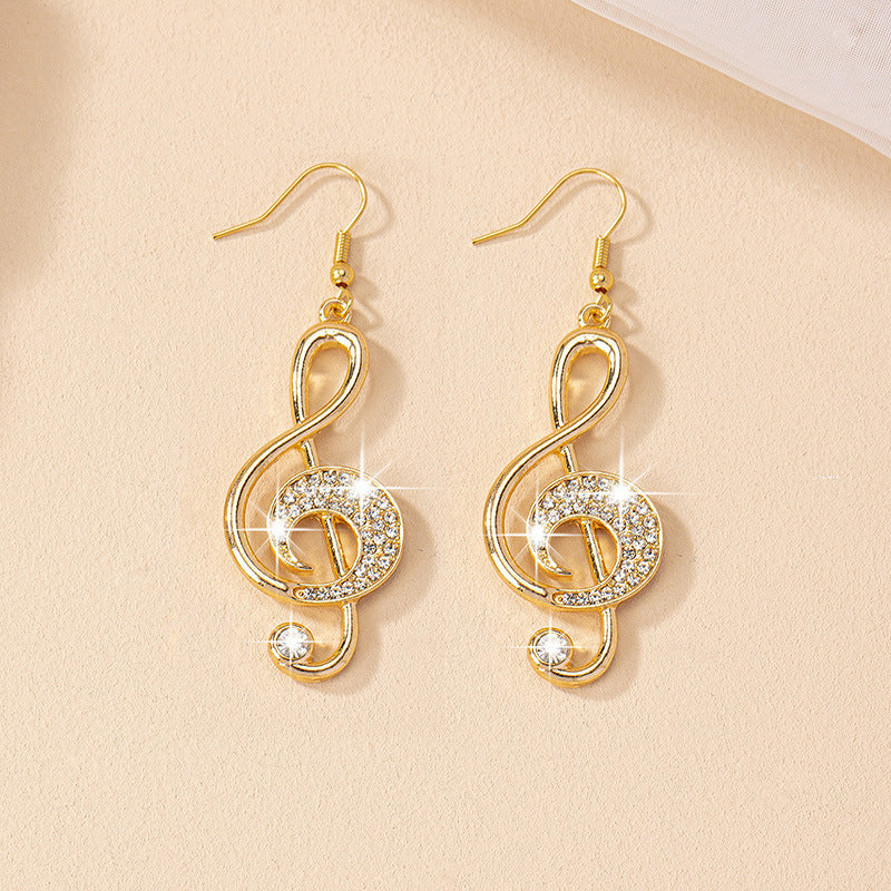 Female Gemstone Note Exaggerated Personality Earrings