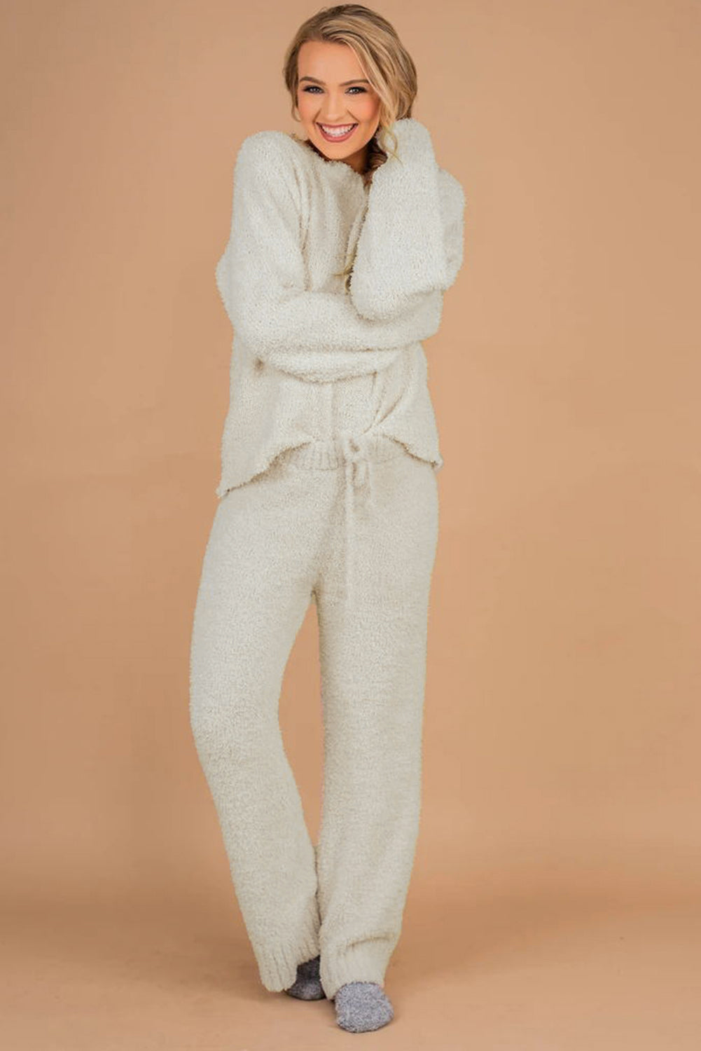 White Fluffy Loungewear Set