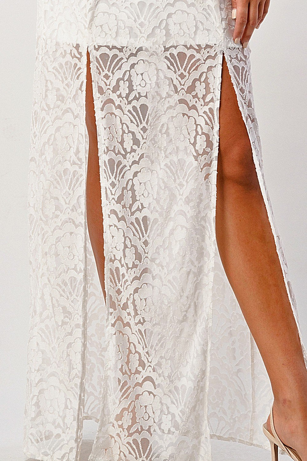 Front Slit Lace Maxi Dress