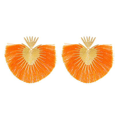 Simplified Fan-shaped Exaggerated Tassel Geometric Ear Nail Earrings