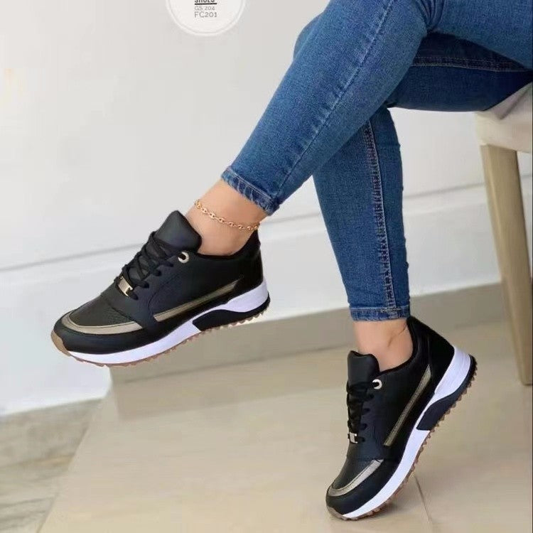 Casual Lace-up Flat Shoes Women Shallow Round Toe Sports