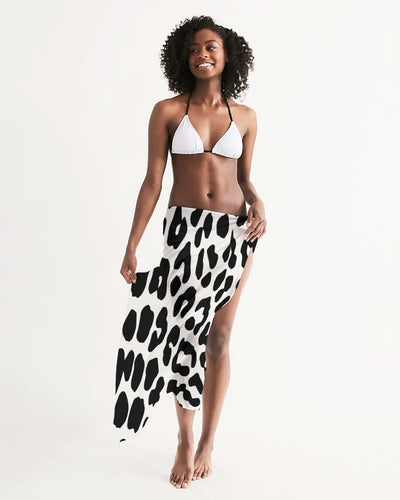 Swim Cover Up Wrap - Black/white Leopard Print Swimwear