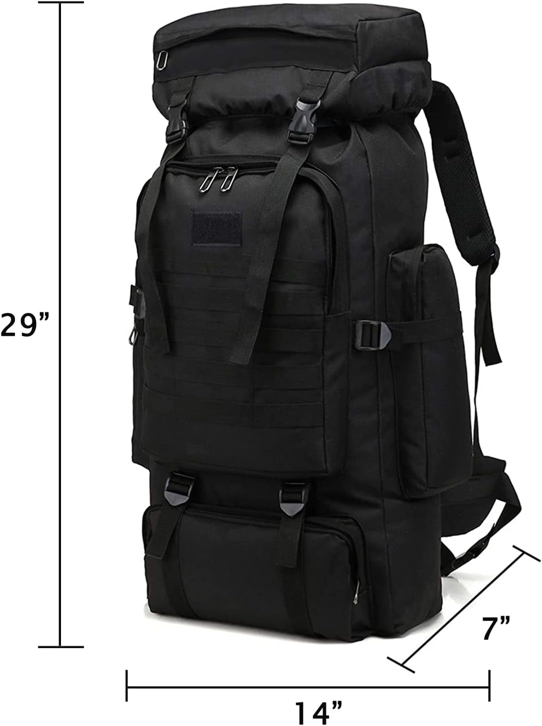 80L Travel Hiking Backpack Large Capacity Water Resistance Hiking Bag for Men (Black)