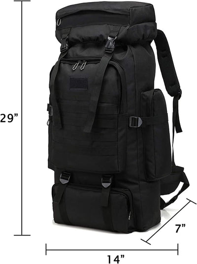 80L Travel Hiking Backpack Large Capacity Water Resistance Hiking Bag for Men (Black)