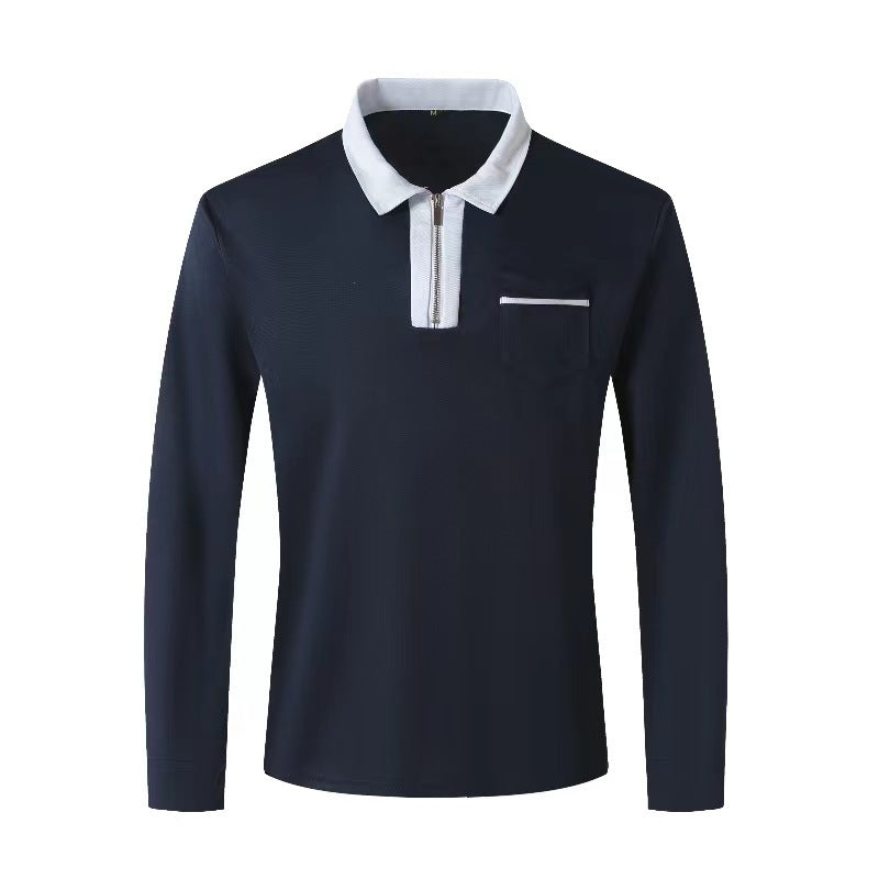 2024 Autumn Mens Long Sleeve Zipper Polo Shirts