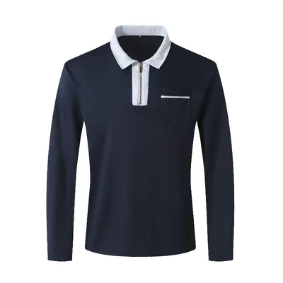 2024 Autumn Mens Long Sleeve Zipper Polo Shirts