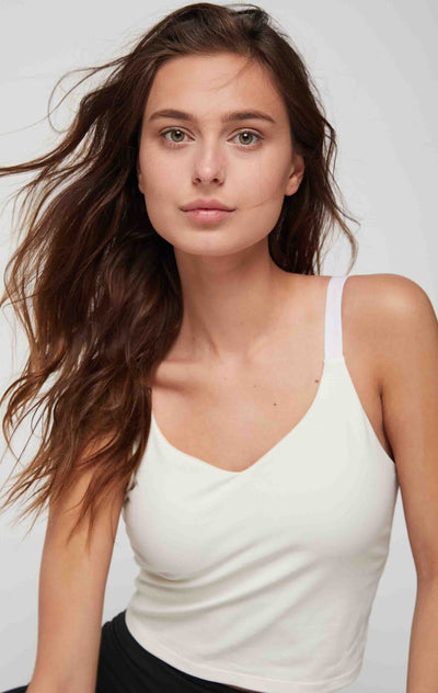 Maia Cloudlux Logo Crop Bra - Off White