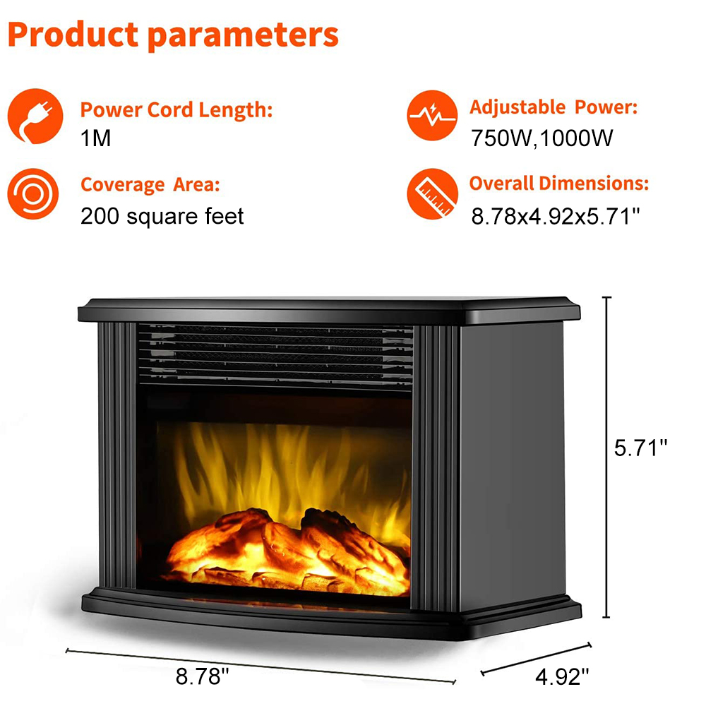 Electric Fireplace Heater LED Flame Effect Stove