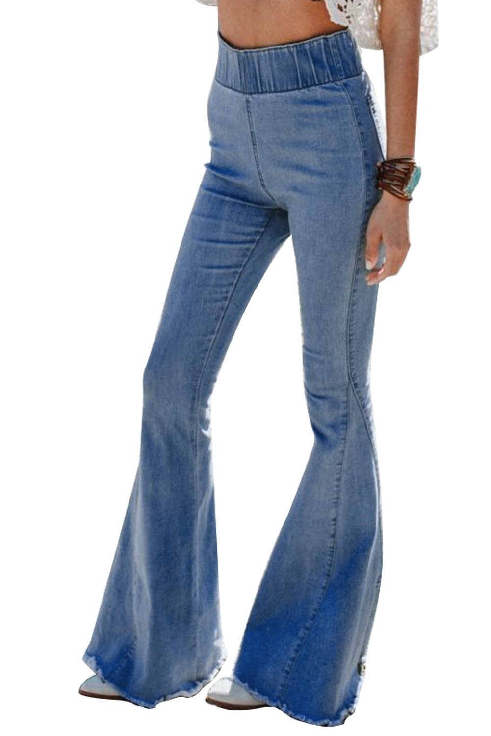 Women's Blue High Waist Bell Bottom Jeans