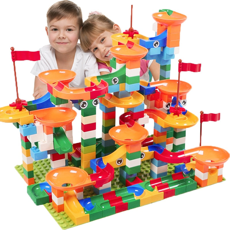 74 296 PCS Marble Race Run Block Compatible