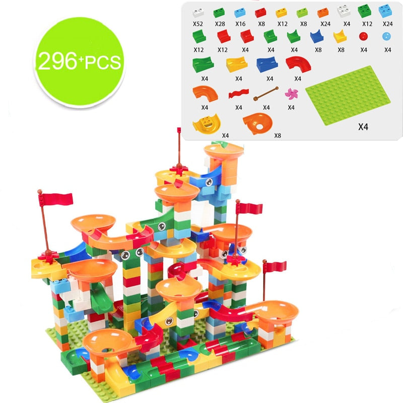 74 296 PCS Marble Race Run Block Compatible