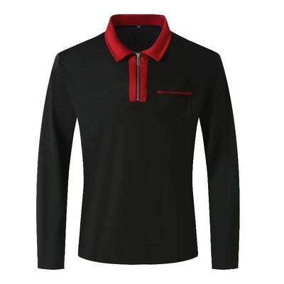 2024 Autumn Mens Long Sleeve Zipper Polo Shirts