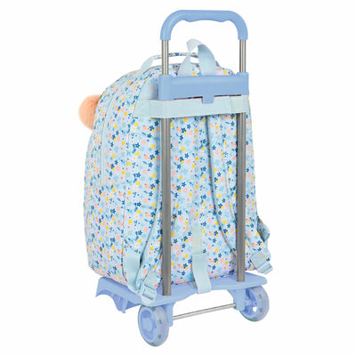 School Rucksack with Wheels Moos Lovely Blue 32 x 42 x 15 cm