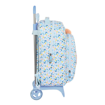 School Rucksack with Wheels Moos Lovely Blue 32 x 42 x 15 cm