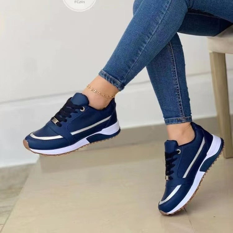 Casual Lace-up Flat Shoes Women Shallow Round Toe Sports