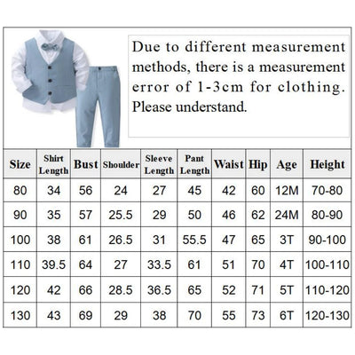 Gentleman Outfits Birthday Costume for Boy Children Spring Autumn Boutique Clothing Set Solid Vest Suit Kids Cotton Formal Wears