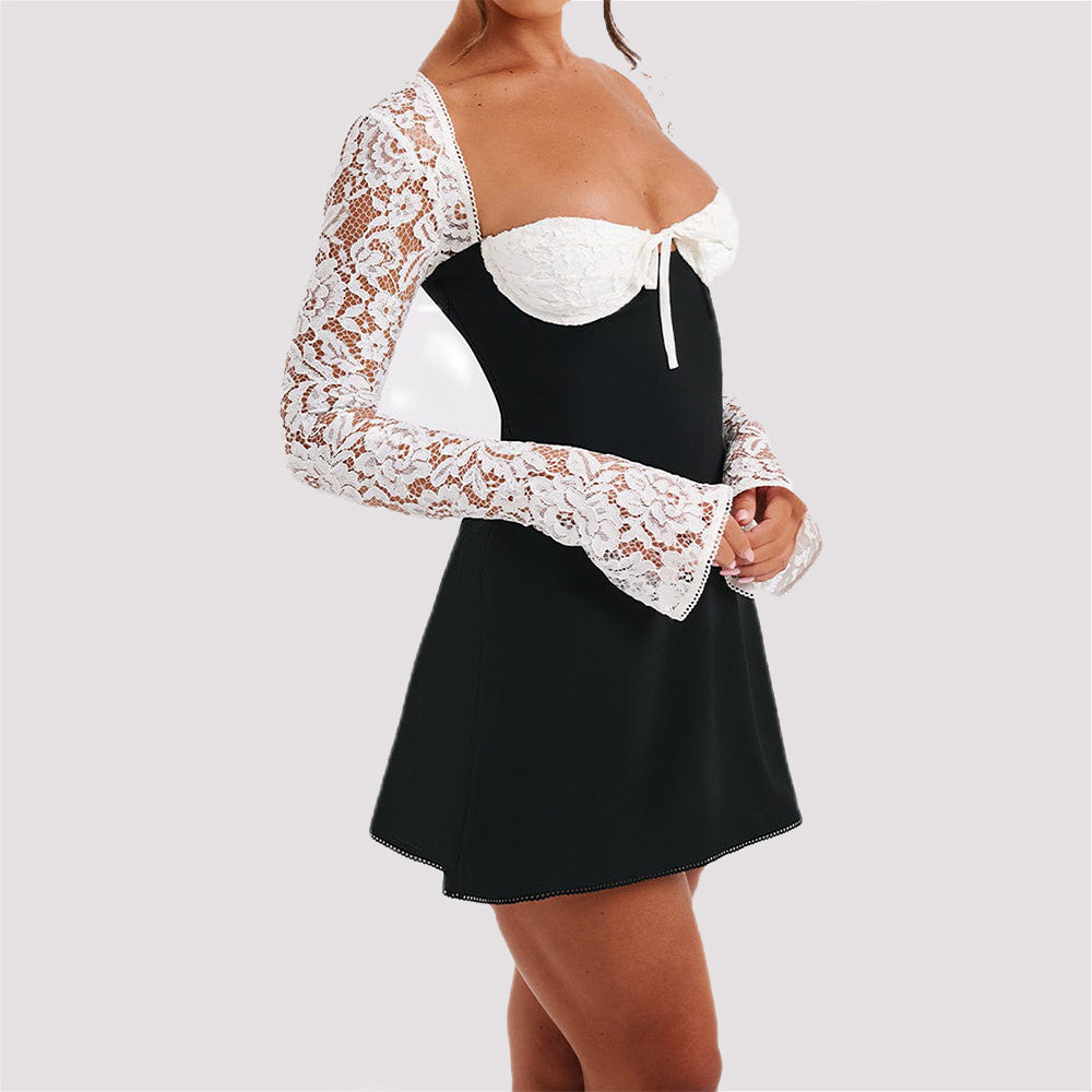 Fashion Corset Lace Long Sleeve Dress Women's Clothing