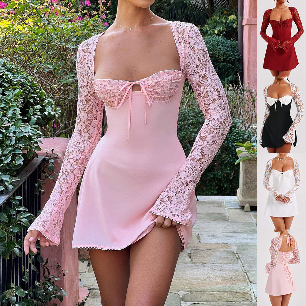 Fashion Corset Lace Long Sleeve Dress Women's Clothing