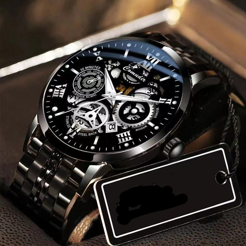 Hollow Men's Watch Men's Waterproof Luminous Calendar