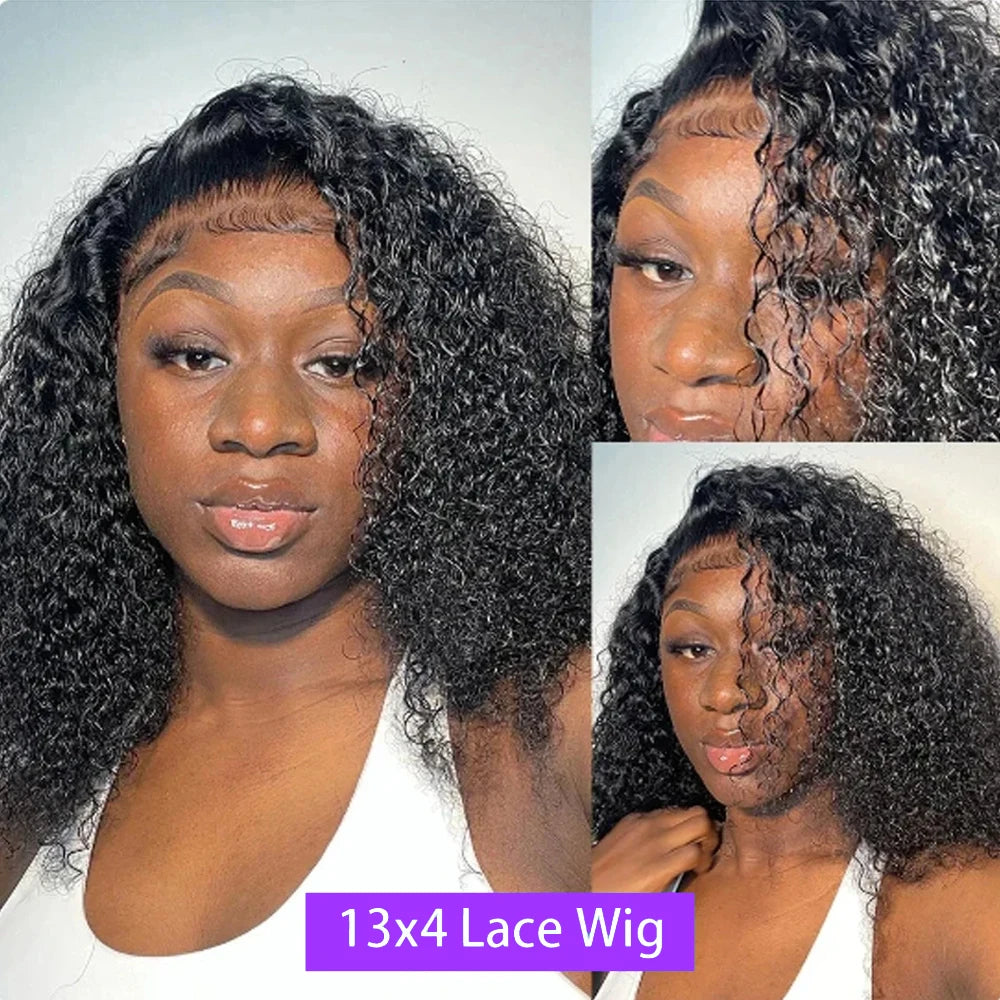 Deep Wave Bob Wig 13x4 Lace Frontal Wig Brazilian Human Hair Natural