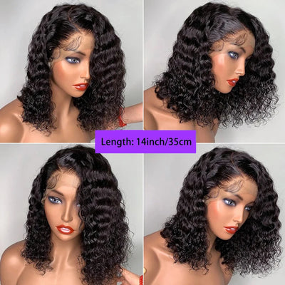 Deep Wave Bob Wig 13x4 Lace Frontal Wig Brazilian Human Hair Natural