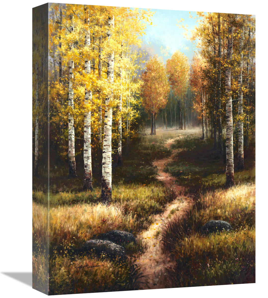 Global Gallery GCS-139161-1216-142 12 x 16 in. Birch Path Art Print -