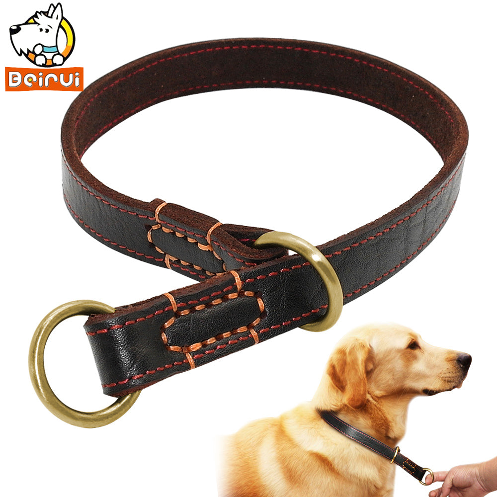 Durable Slip Real Leather Dog Collars Medium Large