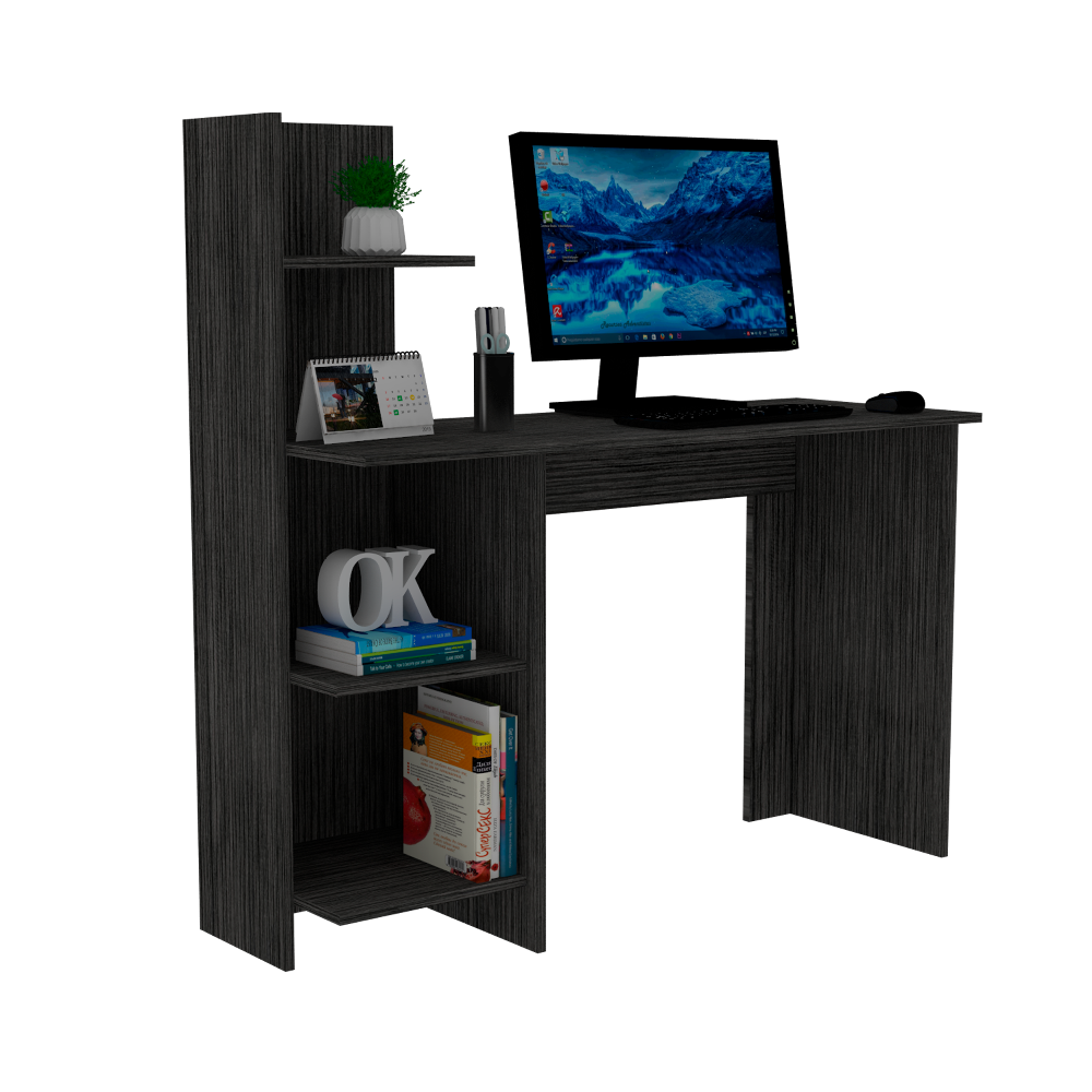 Desk Wichita, Four Shelves, Smokey Oak Finish