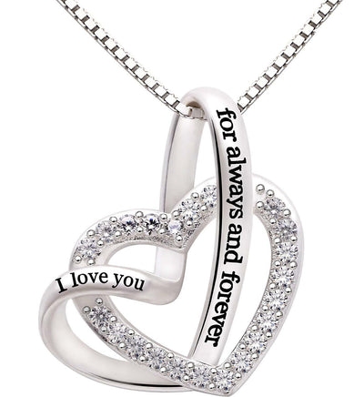 Mother's Day Gift "I Love you for Always & Forever" White Pav'e Neckla