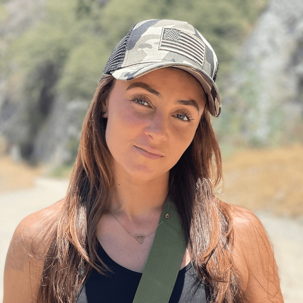 American Flag Trucker Hat with Adjustable Strap