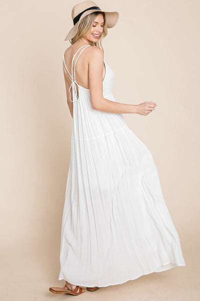 Beach Maxi Bridesmaid Dress with Criss Cross Back