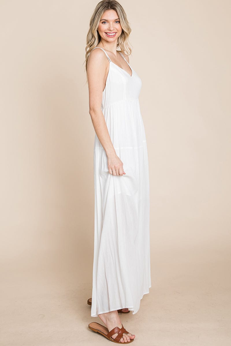 Beach Maxi Bridesmaid Dress with Criss Cross Back