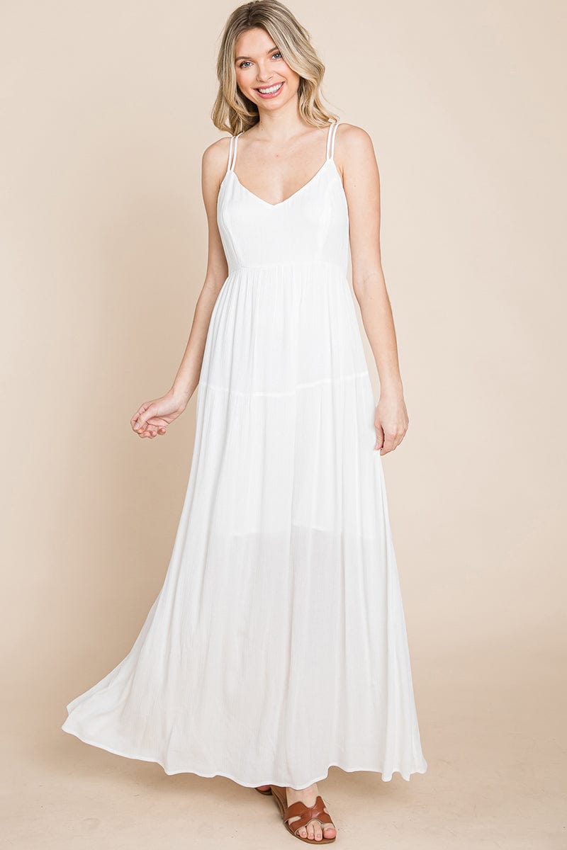 Beach Maxi Bridesmaid Dress with Criss Cross Back