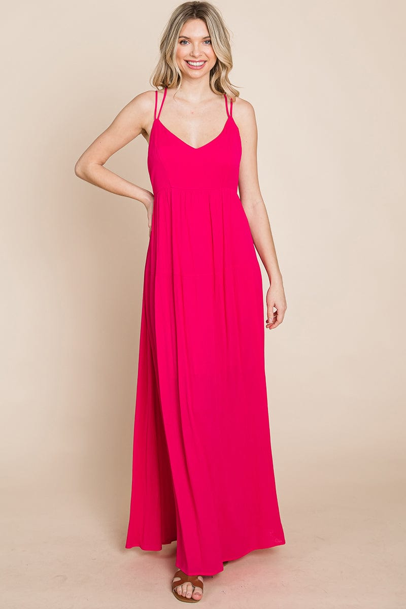 Beach Maxi Bridesmaid Dress with Criss Cross Back