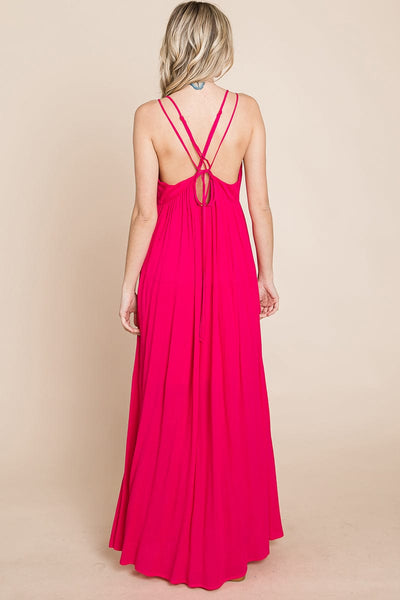 Beach Maxi Bridesmaid Dress with Criss Cross Back