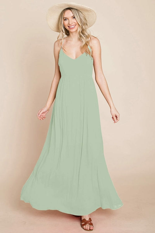 Beach Maxi Bridesmaid Dress with Criss Cross Back