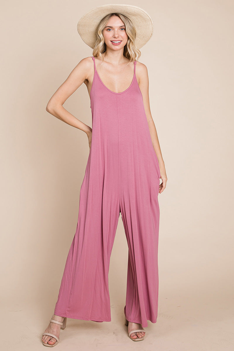 Sleeveless Wide Leg Pocketed Jumpsuit