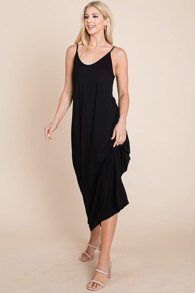 Light Cami Strap Pocketed Jersey Maxi Dress