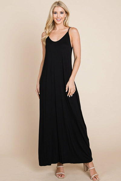 Light Cami Strap Pocketed Jersey Maxi Dress