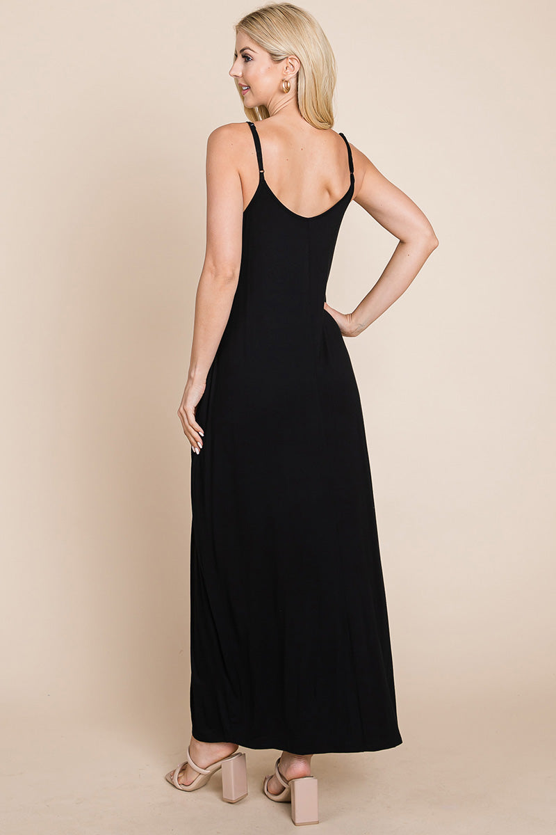 Light Cami Strap Pocketed Jersey Maxi Dress