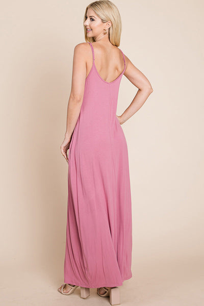 Light Cami Strap Pocketed Jersey Maxi Dress